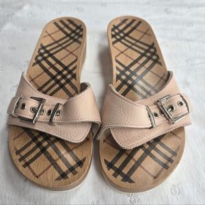 Burberry Nova Check Pink Wooden Brigitte Slides Never Worn Size 40